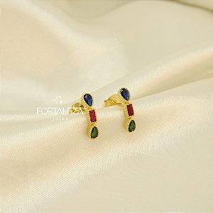 Brinco com Zircônias Banhado a Ouro 18k