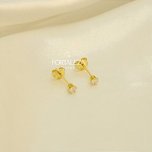 Brinco Ponto de Luz com Zircônia Cristal Banhado a Ouro 18k