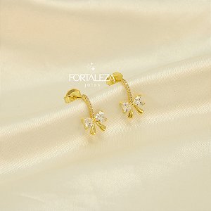 Brinco de Laço Cravejado em Zircônia Banhado a Ouro 18k