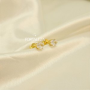 Brinco Ponto de Luz Oval em Zircônia Banhado a Ouro 18k