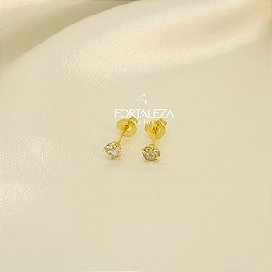 Brinco Ponto de Luz com Zircônia Cristal Banhado a Ouro 18k