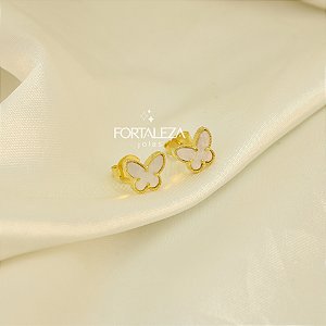 Brinco de Borboleta com Resina Banhado a Ouro 18k
