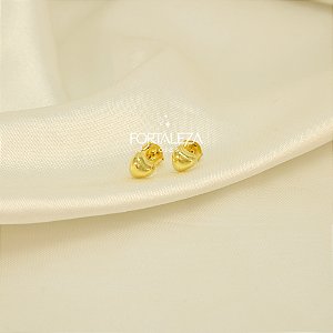 Brinco de Coração Polido Banhado a Ouro 18k