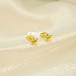 Brinco Estrela Polida Banhado a Ouro 18k