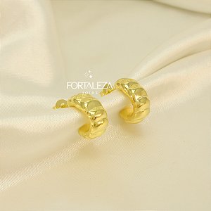 Brinco Argola Texturizado Banhado a Ouro 18k