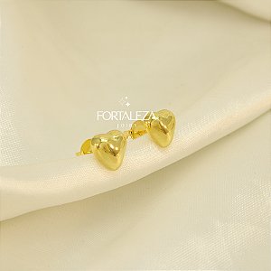 Brinco de Coração Polido Banhado a Ouro 18k