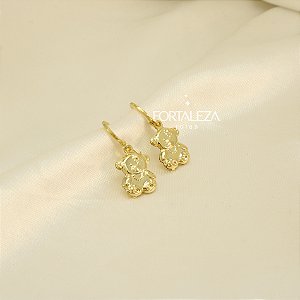 Brinco Argola com Ursinha Banhado a Ouro 18k