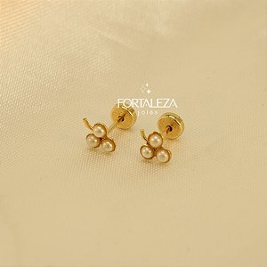 Brinco Uva de Pérola Banhado a Ouro 18k