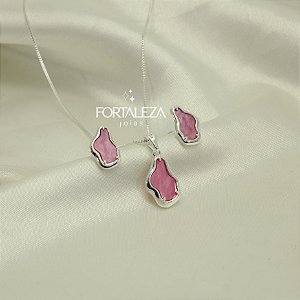 Conjunto Orgânico com Resina Banhado a Prata