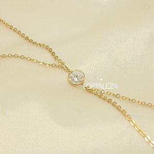 Corrente Body Chain com Zircônia Cristal Banhado a Ouro 18k