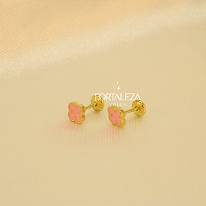 Brinco Trevo Resinado Banhado a Ouro 18k
