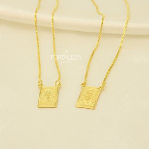 Escapulário Nossa Senhora do Carmo Banhado a Ouro 18k