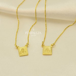 Escapulário Nossa Senhora do Carmo Banhado a Ouro 18k