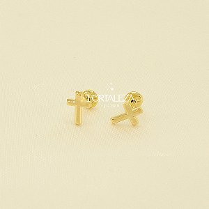 Brinco de Cruz Banhado a Ouro 18k