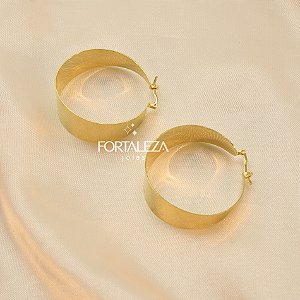 Brinco Argola com Design Largo Banhado a Ouro 18k
