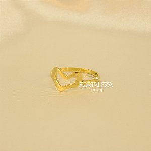 Anel Coração Orgânico Banhado a Ouro 18k