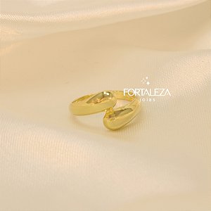 Anel Dois Gomos Banhado a Ouro 18k