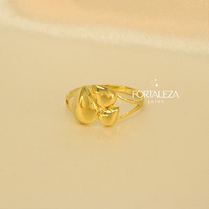 Anel com Design de Gotas Banhado a Ouro 18k