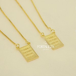 Escapulário Escrito o Salmo 23:1 Banhado a Ouro 18k