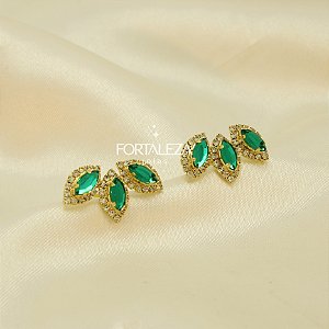 Brinco Ear Cuff Cravejado em Zircônias Banhado a Ouro 18k