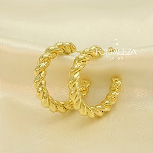 Brinco Argola com Design Torcido Banhado a Ouro 18k