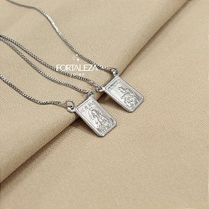 Escapulário Nossa Senhora do Carmo Banhado a Ouro Branco