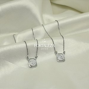 Escapulário de São Bento Banhado a Ouro Branco