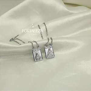 Escapulário Nossa Senhora do Carmo Banhado a Ouro Branco