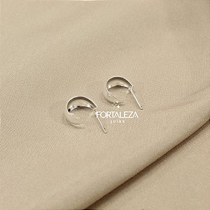 Brinco Argola com Design Largo Banhado a Prata