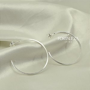 Brinco Argola de Aro Liso Banhado a Prata