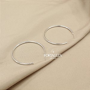 Brinco Argola de Aro Liso Banhado a Prata