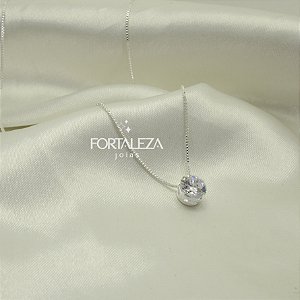 Gargantilha Ponto de Luz com Zircônia Banhado a Prata