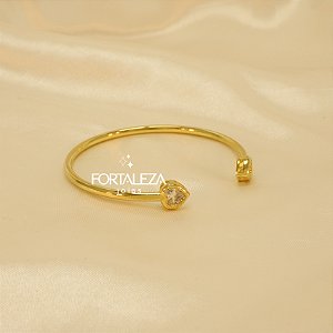 Bracelete Coração com Zircônia Cristal Banhado a Ouro 18k