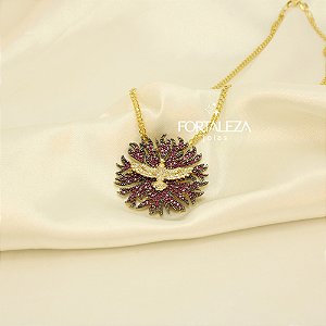 Gargantilha Espírito Santo Banhado a Ouro 18k e Ródio Negro