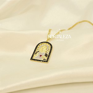 Gargantilha do Sagrado Coração Banhado a Ouro 18k e Ródio
