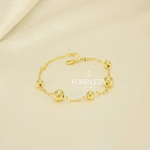 Pulseira de Bolinhas Polidas Banhado a Ouro 18k