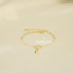 Pulseira com Pingente de Lua Banhado a Ouro 18k
