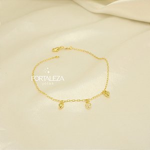 Tornozeleira de Coração com Zircônia Banhado a Ouro 18k