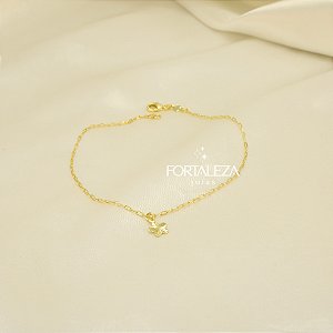 Tornozeleira com Pingente Flor Chapeada Banhado a Ouro 18k