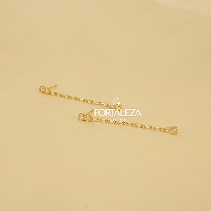 Brinco Cravejado em Zircônia Cristal Banhado a Ouro 18k
