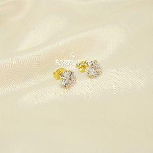 Brinco Ponto de Luz com Zircônia Cristal Banhado a Ouro 18k