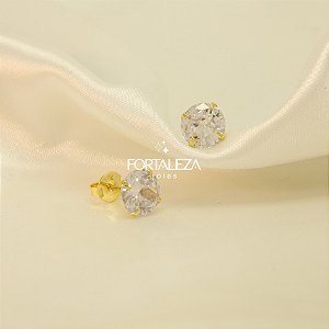 Brinco Ponto de Luz com Zircônia Cristal Banhado a Ouro 18k