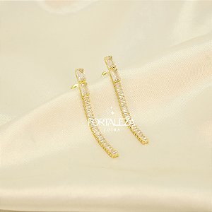 Brinco Cravejado em Zircônia Banhado a Ouro 18k