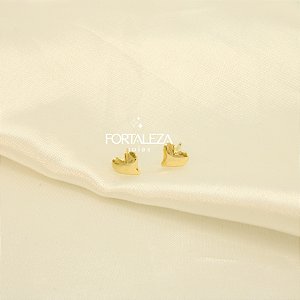 Brinco de Coração Polido Banhado a Ouro 18k