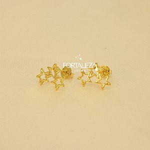 Brinco Mini Ear Cuff de Estrelas Banhado a Ouro 18k