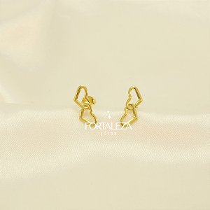 Brinco de Dois Corações Entrelaçados Banhado a Ouro 18k