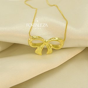 Gargantilha de Laço Banhado a Ouro 18k