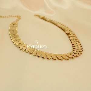 Choker com Design de Escamas Banhado a Ouro 18k