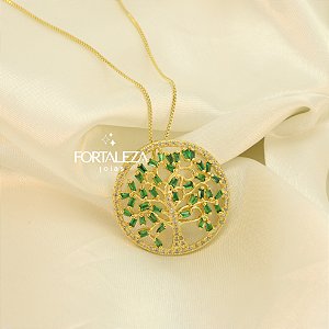 Gargantilha Árvore da Vida Cravejado Banhado a Ouro 18k