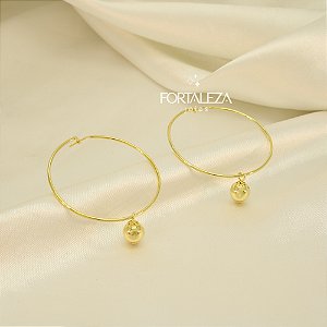 Brinco Argola com Bolinha Banhado a Ouro 18k